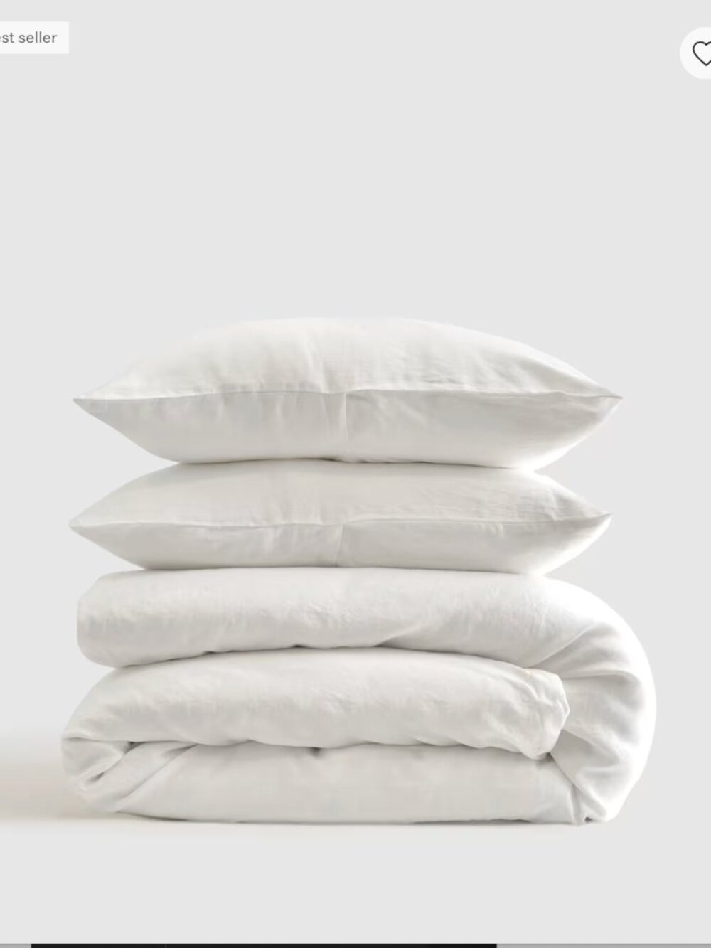 New! European Linen Duvet Cover Set, Full / Queen, White